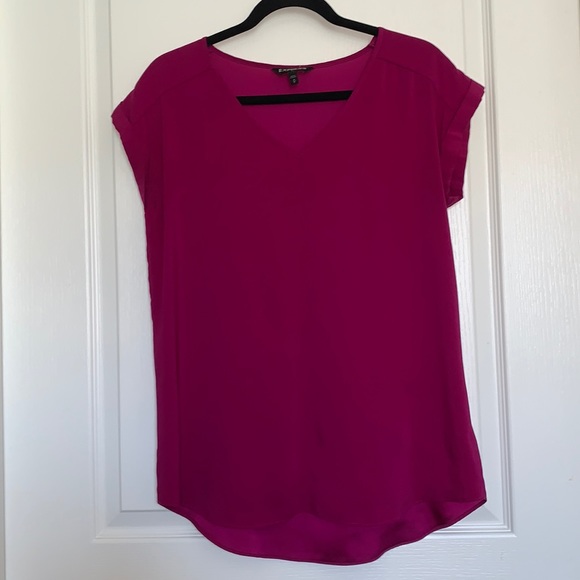 Express Tops - Fuchsia EXPRESS Rolled Sleeve Blouse